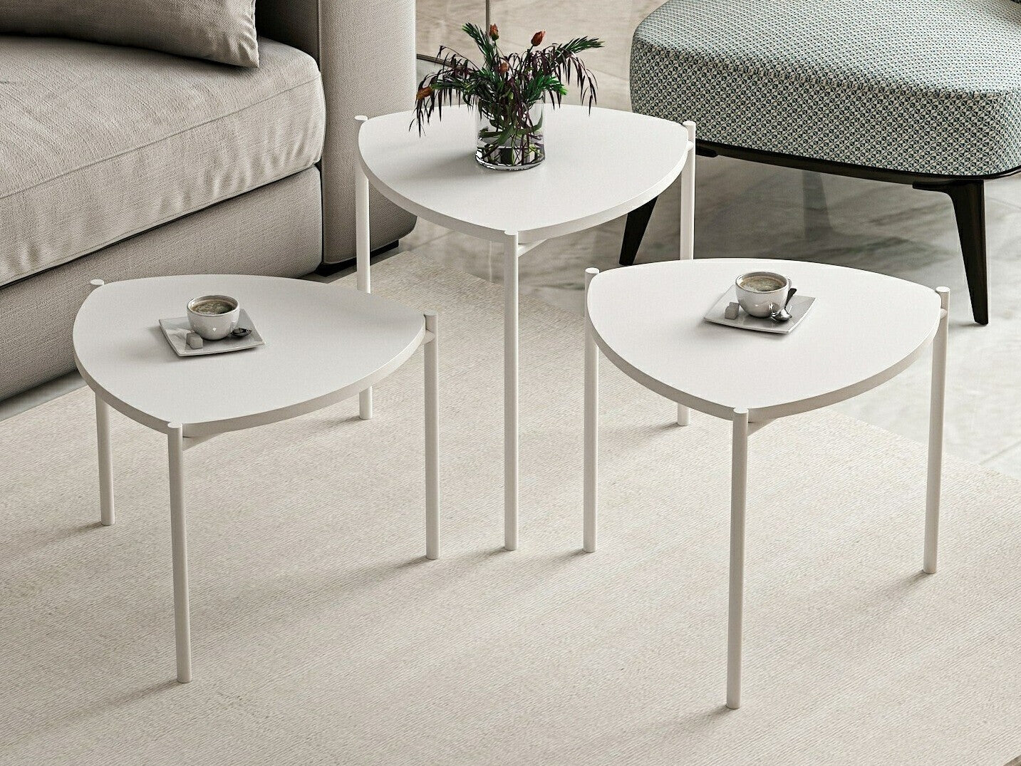 Masuta de cafea set (3 bucăți) Lenny - White 3240156