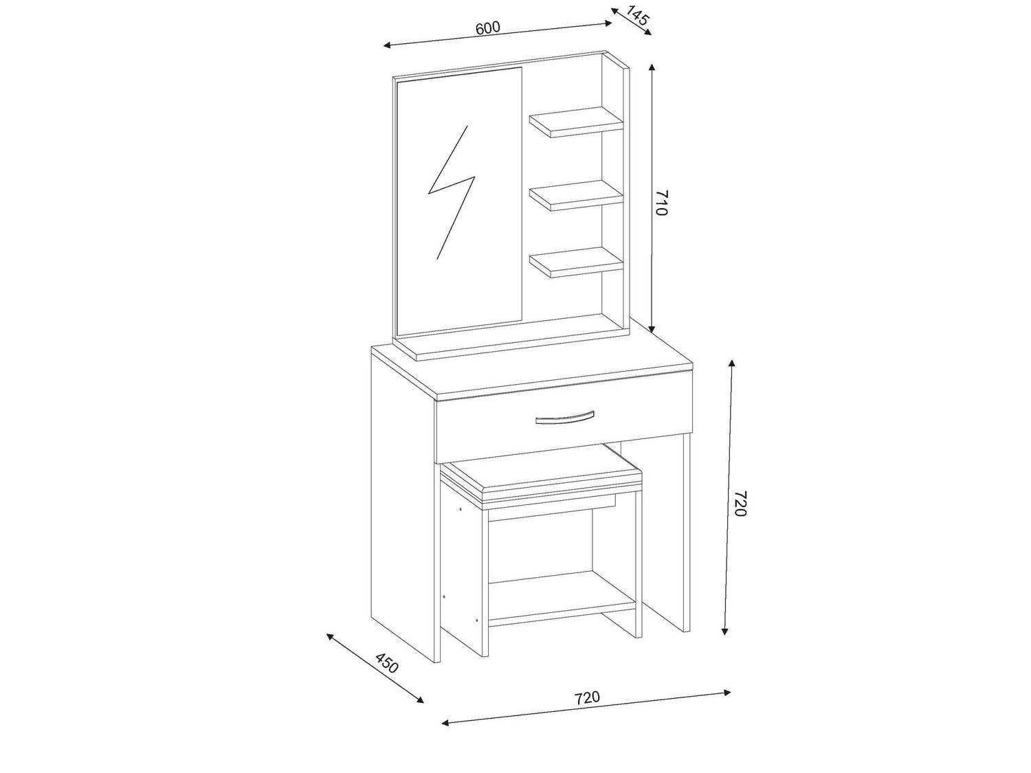 Măsuță de machiaj Olivia - White, Walnut 3253522