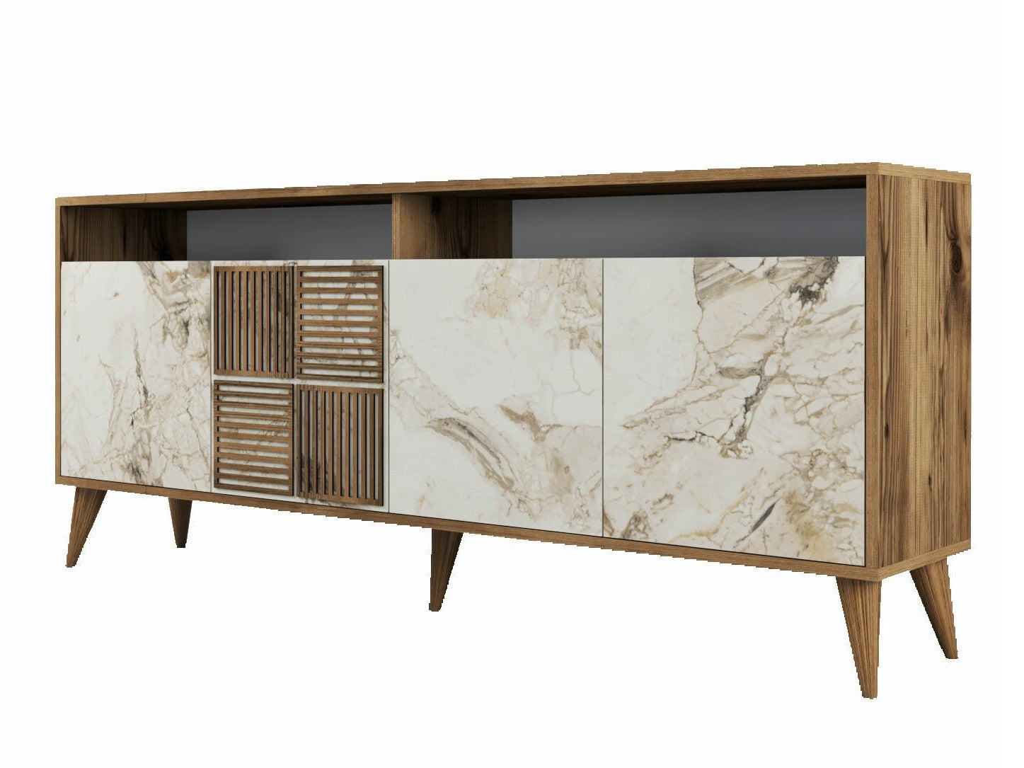 Consolă Milan - Walnut, White Marble 3254472