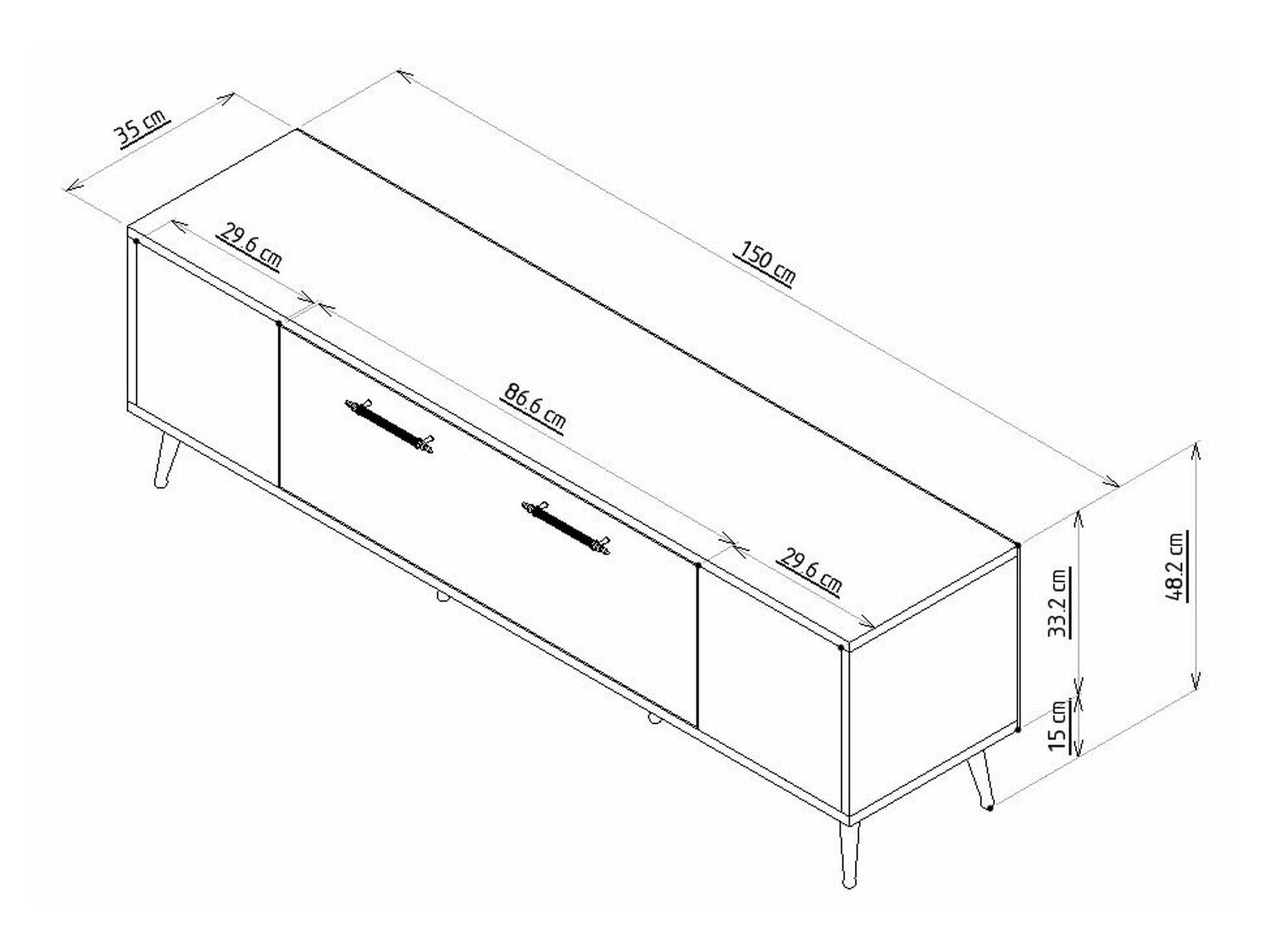 Comodă TV Detas - White, Silver 3257065