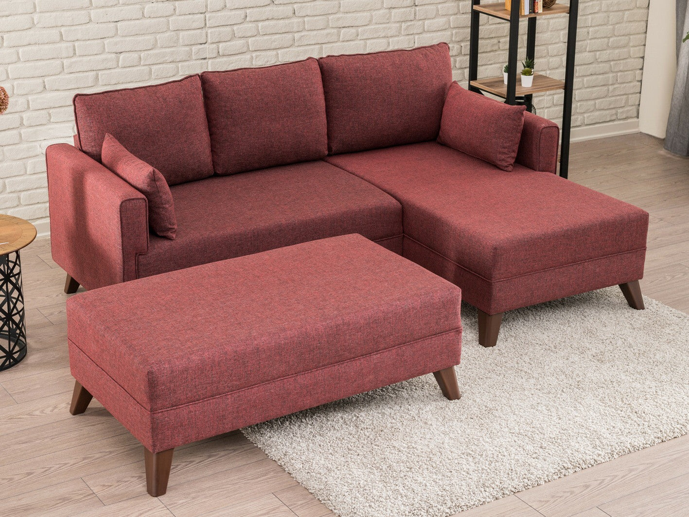 Canapea extensibilă de colț Bella Corner Sofa Right 2 - Claret Red 3263221