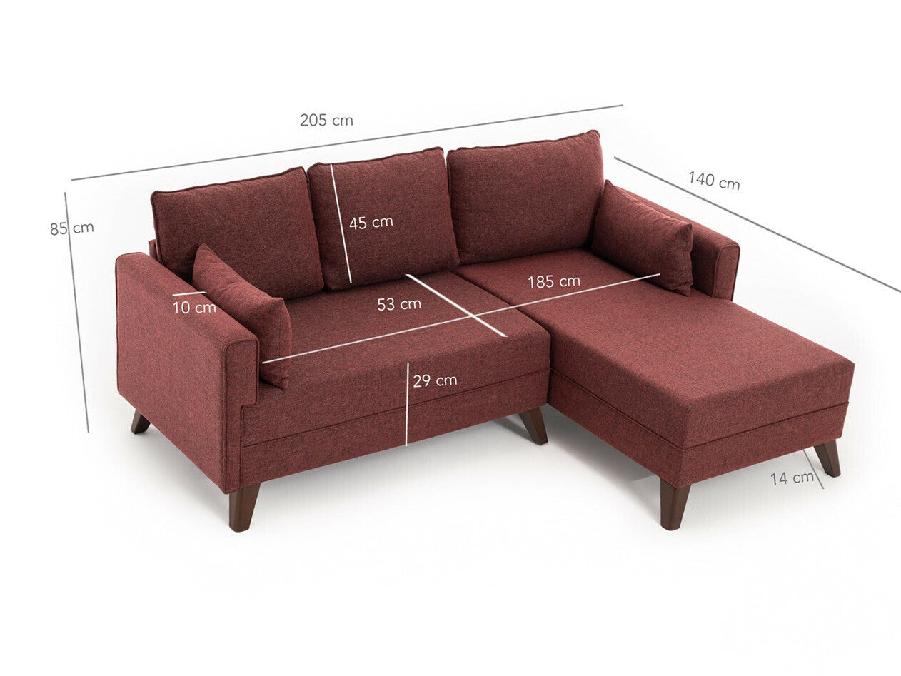 Canapea extensibilă de colț Bella Corner Sofa Right 2 - Claret Red 3263225