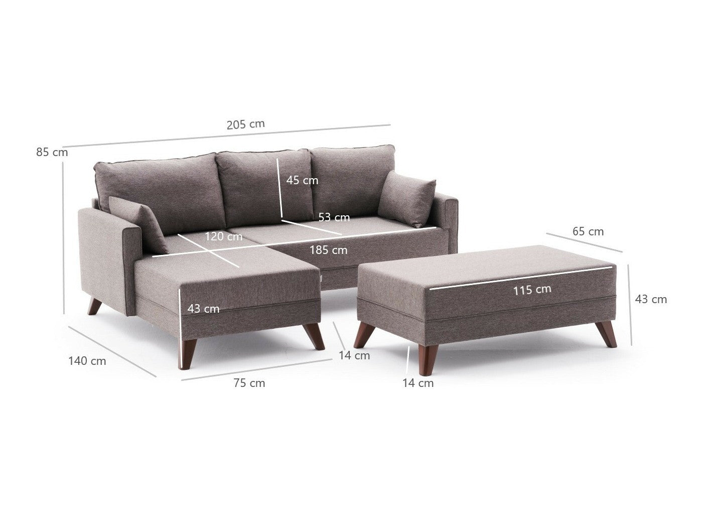 Canapea extensibilă de colț Bella Mini Corner Sofa Left - Brown 3263234