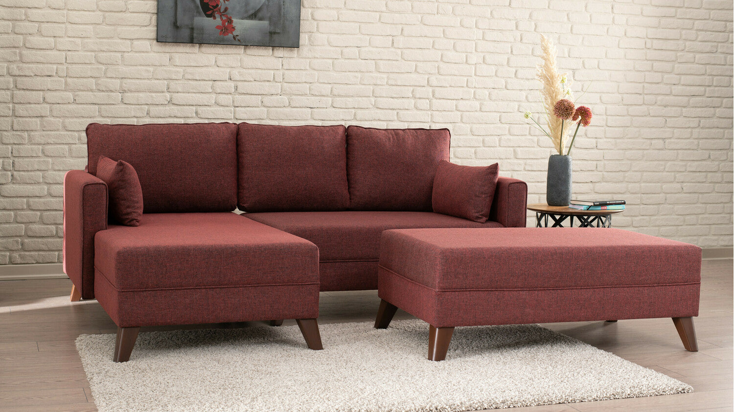 Canapea extensibilă de colț Bella Corner Sofa Left 2 - Claret Red 3263286