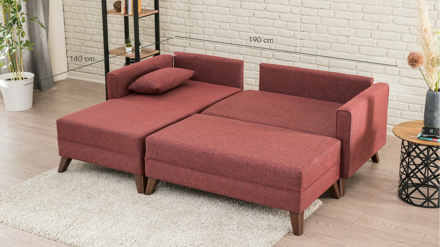 Canapea extensibilă de colț Bella Corner Sofa Left 2 - Claret Red 3263292