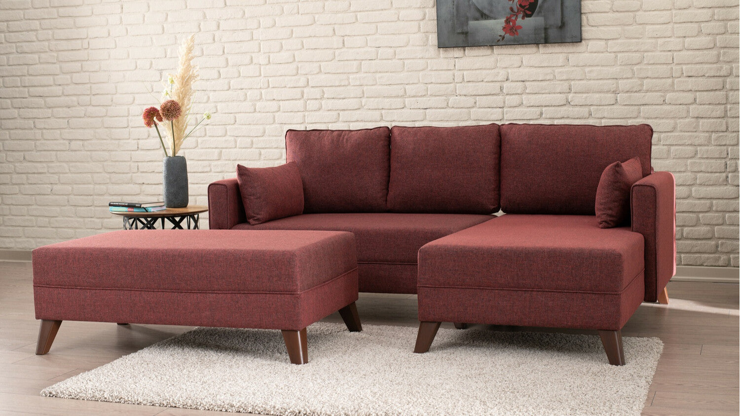 Canapea extensibilă de colț Bella Corner Sofa Right 2 - Claret Red 3263304