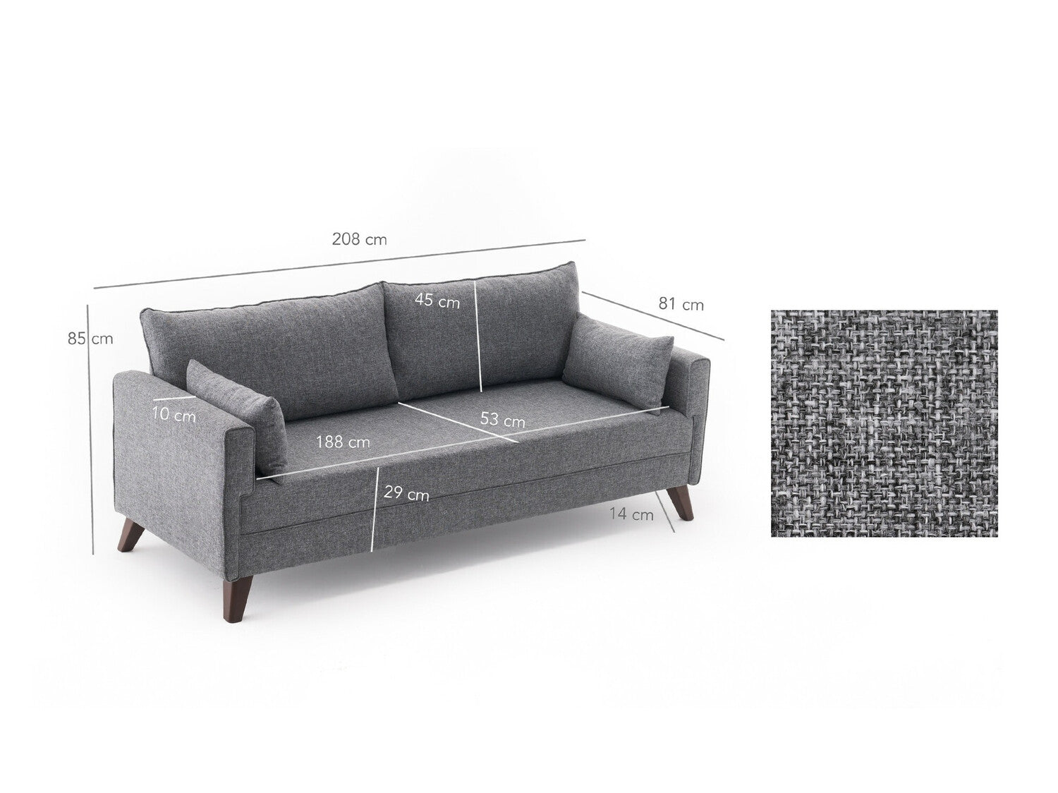 Canapea Bella Sofa For 3 Pr - Grey 3265717