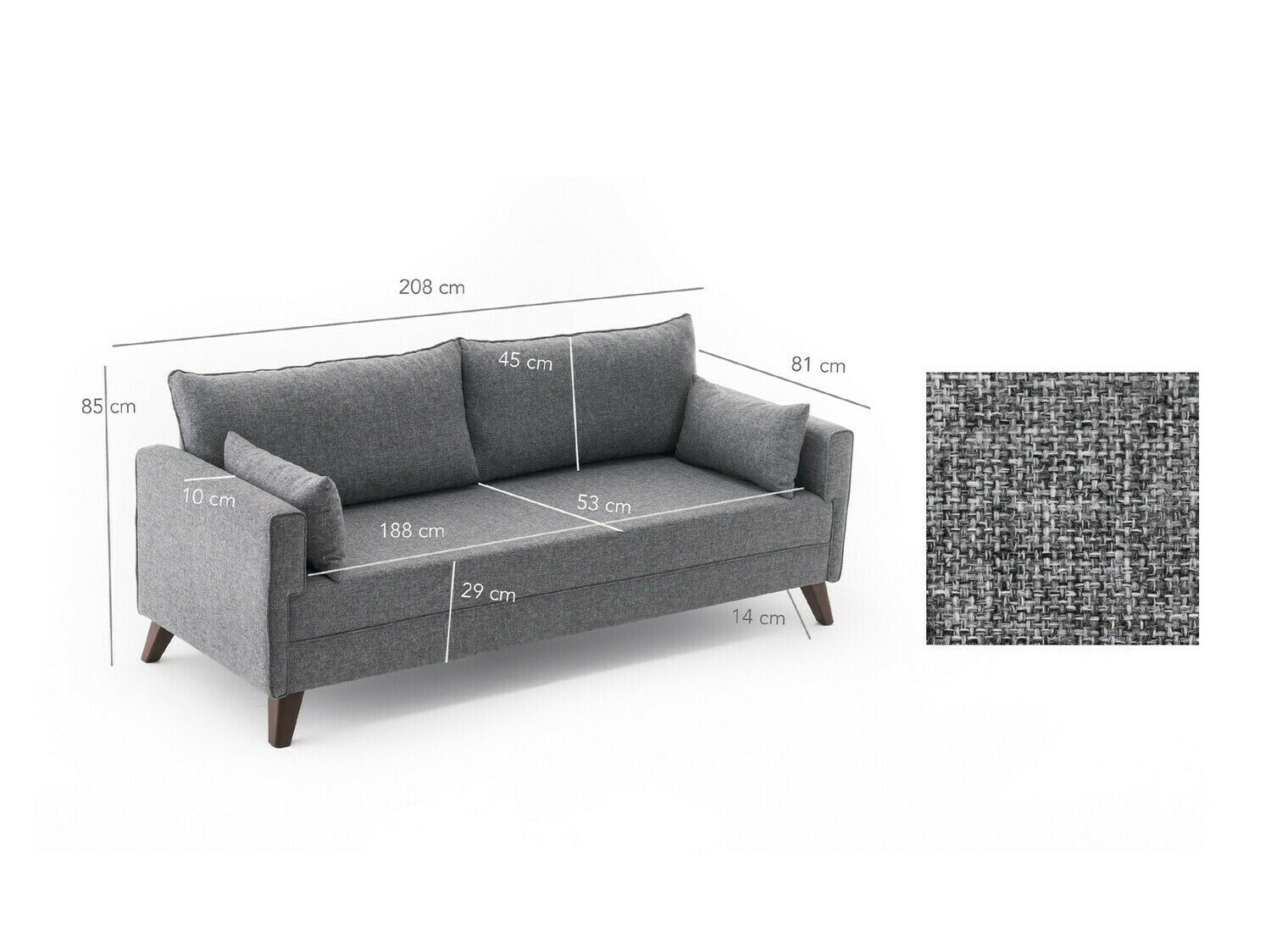 Canapea extensibilă Bella Sofa Bed - Grey 3265723