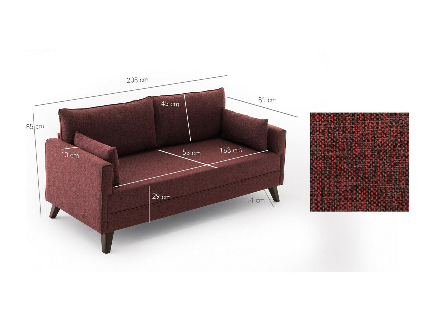 Canapea extensibilă Bella Sofa Bed - Claret Red 3265752