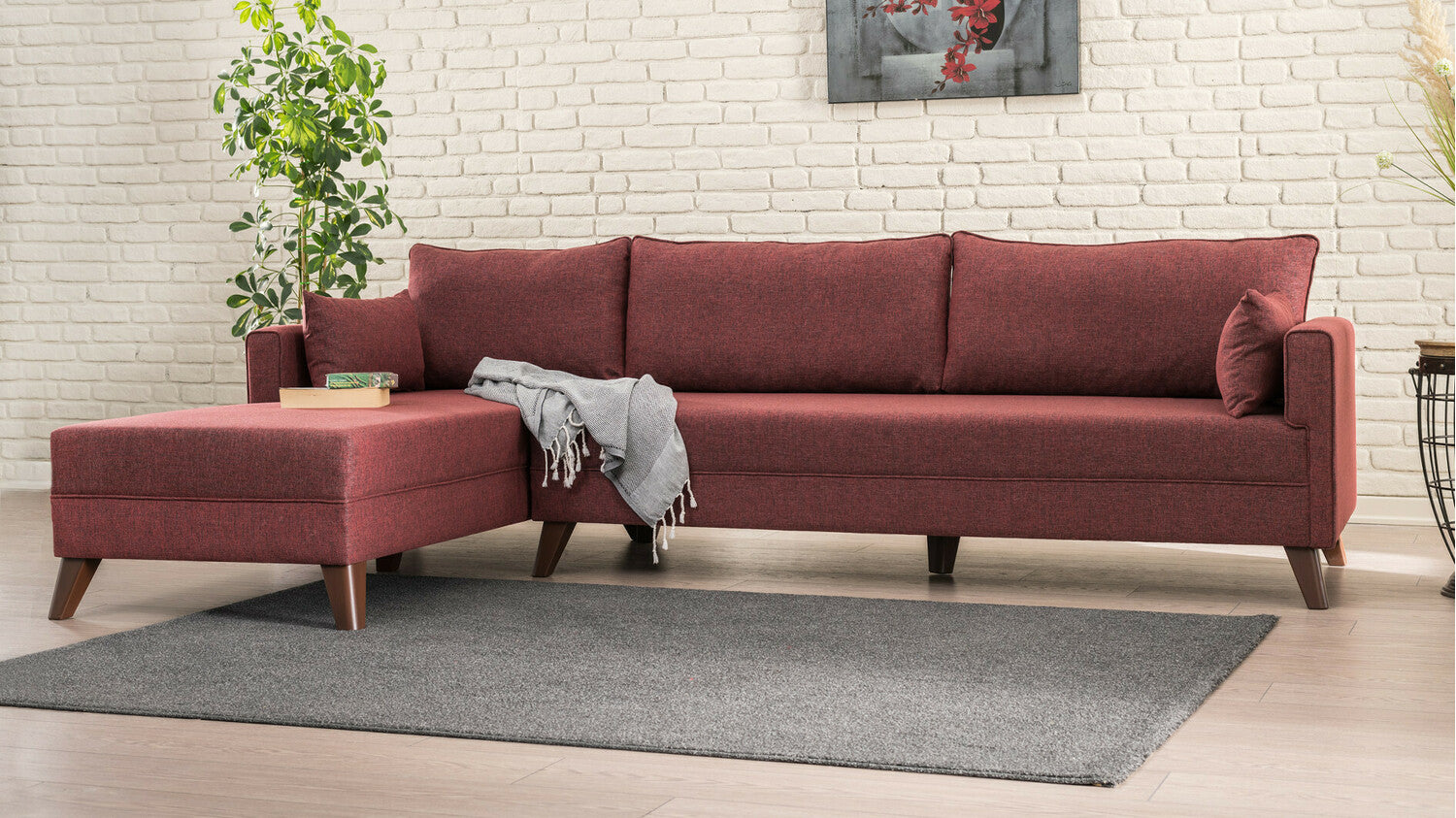 Canapea de colț Bella Corner Sofa Left 1 - Claret Red 3266554