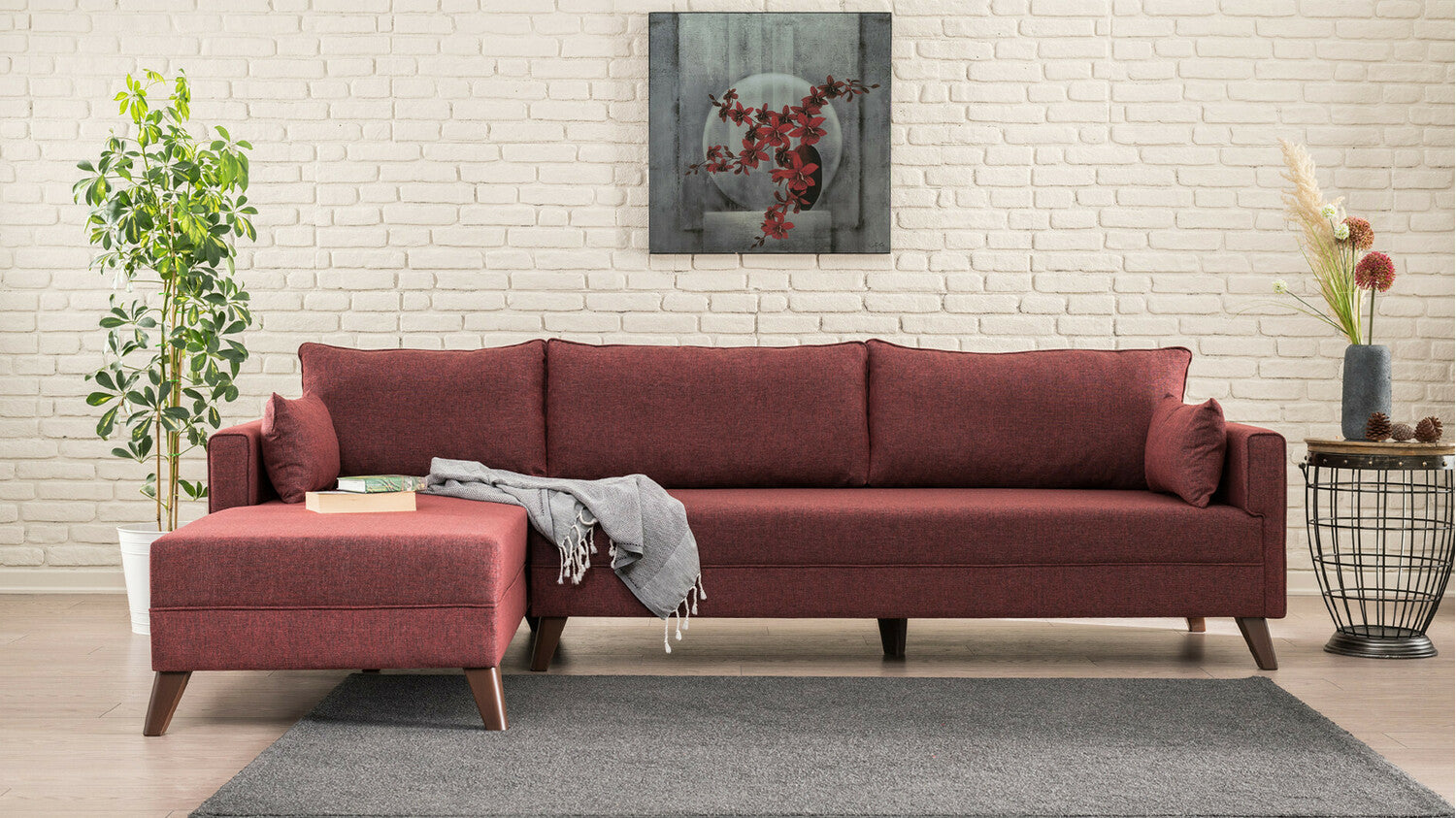 Canapea de colț Bella Corner Sofa Left 1 - Claret Red 3266555