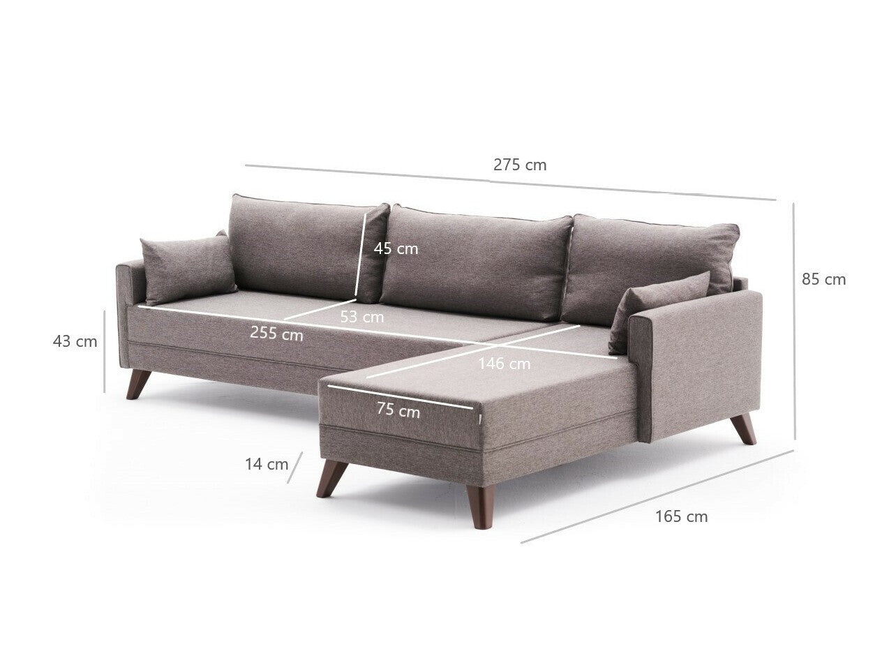 Canapea de colț Bella Corner Sofa Right - Brown 3266789