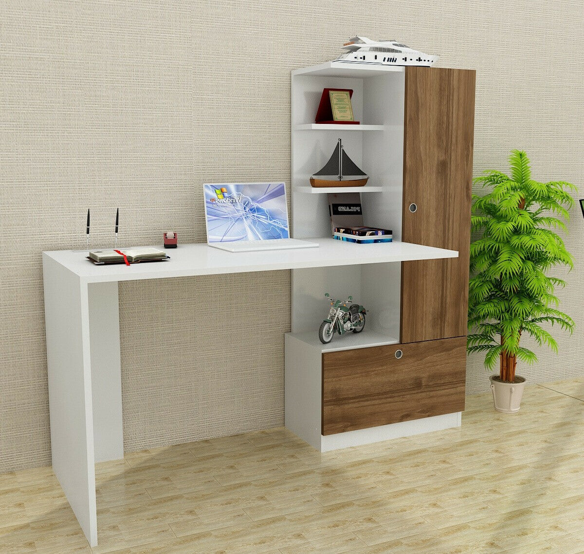 Birou Merinos - White, Walnut 3268316