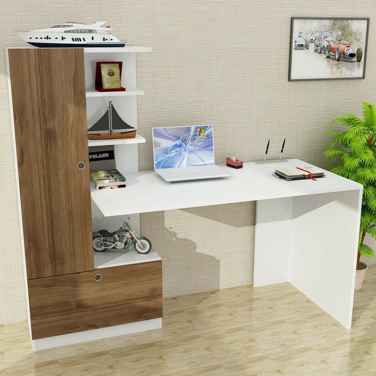 Birou Domingos - White, Walnut 3301300