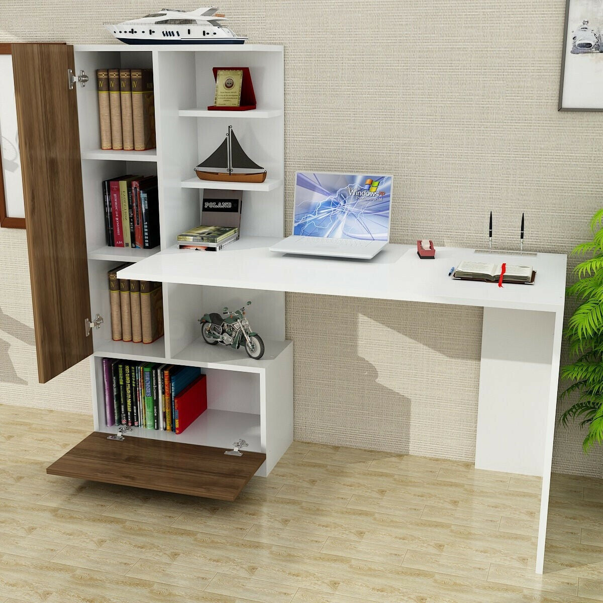 Birou Domingos - White, Walnut 3301301