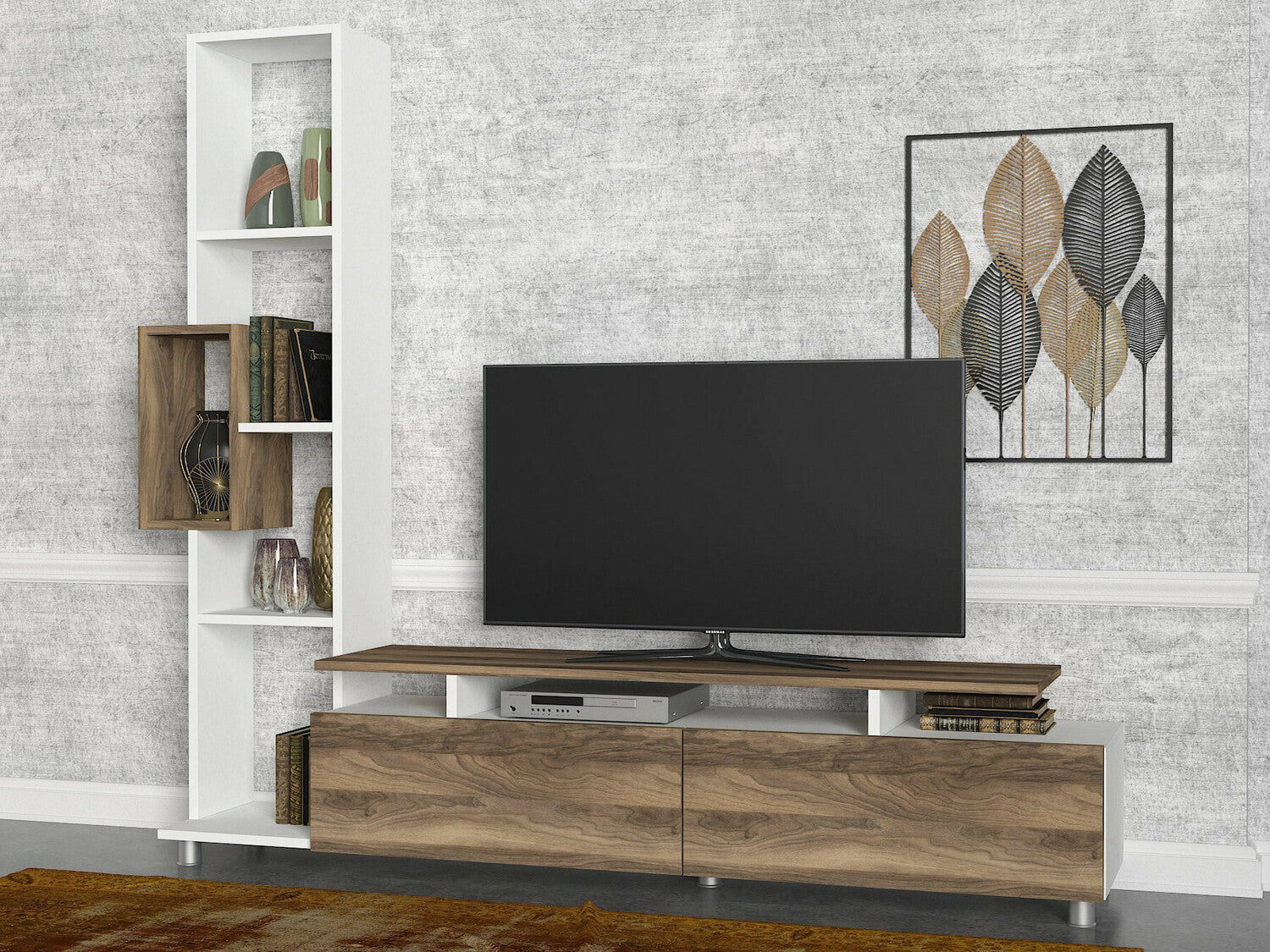 Comodă TV Tulip - White, Walnut 3308617