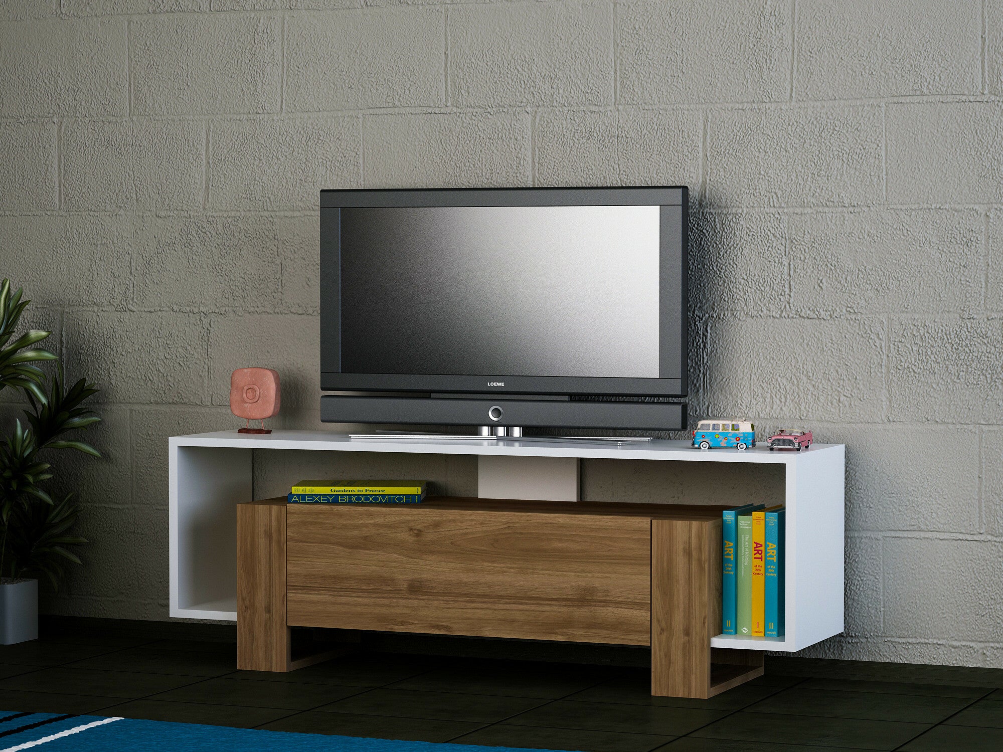 Comodă TV Mery - White, Walnut 3314041