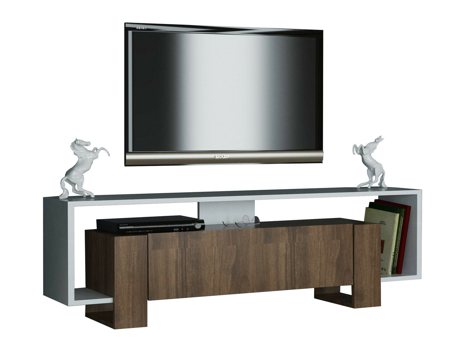 Comodă TV Mery - White, Walnut 3314046