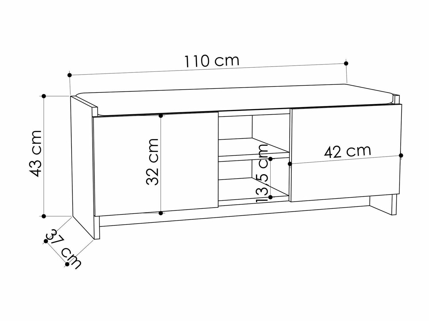 Comodă pentru pantofi Zulla - Dark Oak 3314202