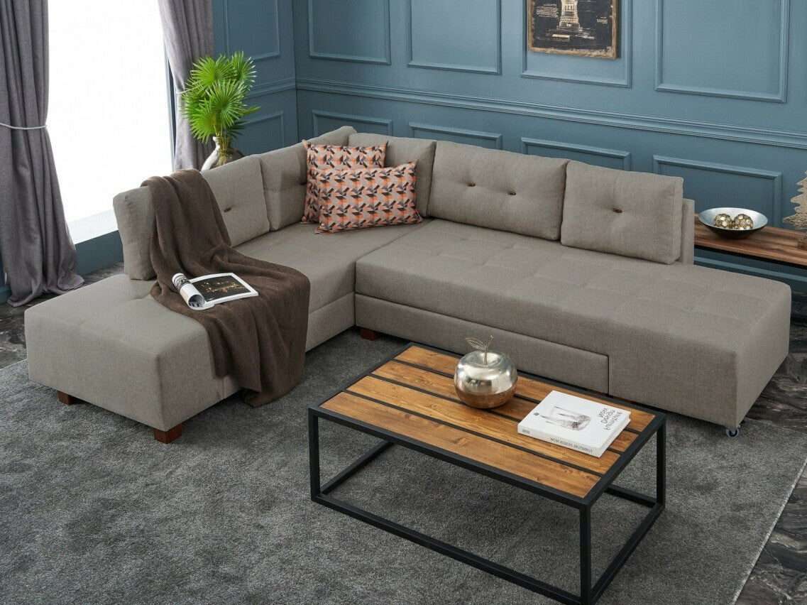 Canapea extensibilă de colț Manama Corner Sofa Bed Left - Cream 3326601