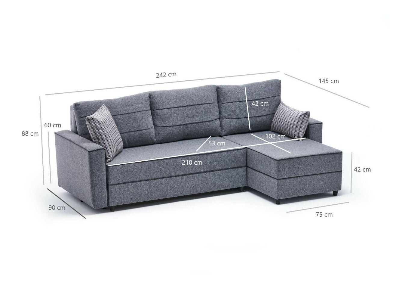 Canapea extensibilă de colț Ece Right - Grey 3331232