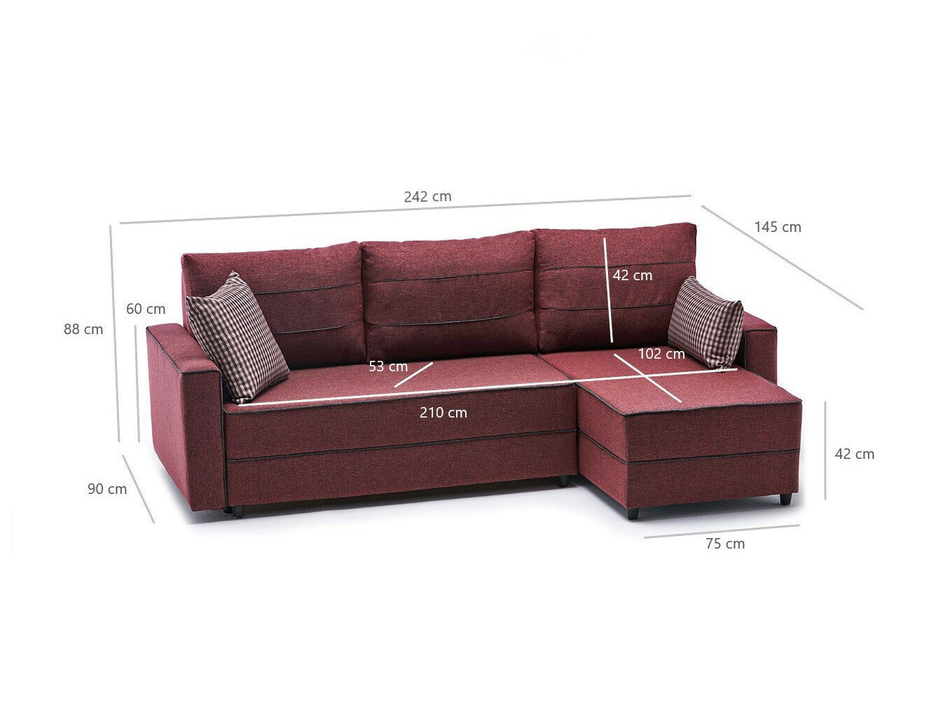 Canapea extensibilă de colț Ece Right - Claret Red 3331355