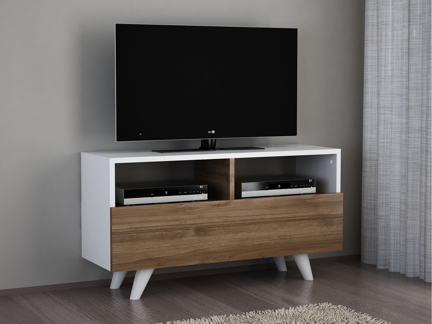 Comodă TV Novella K3 - White, Walnut 3404081