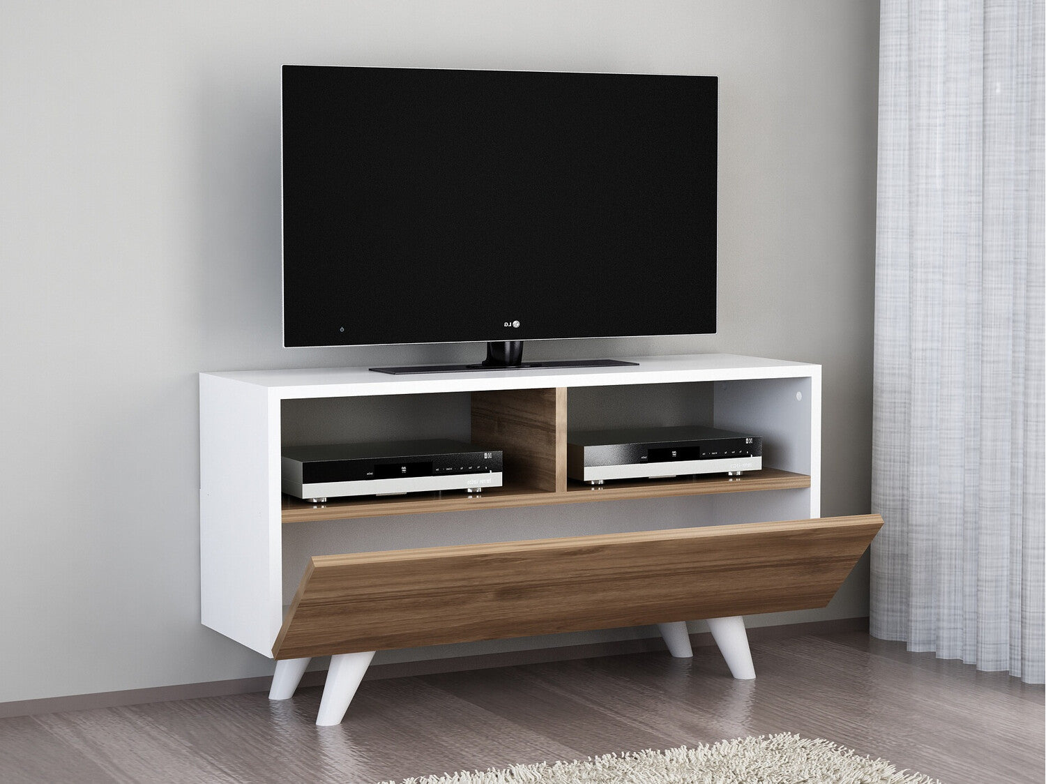 Comodă TV Novella K3 - White, Walnut 3404083