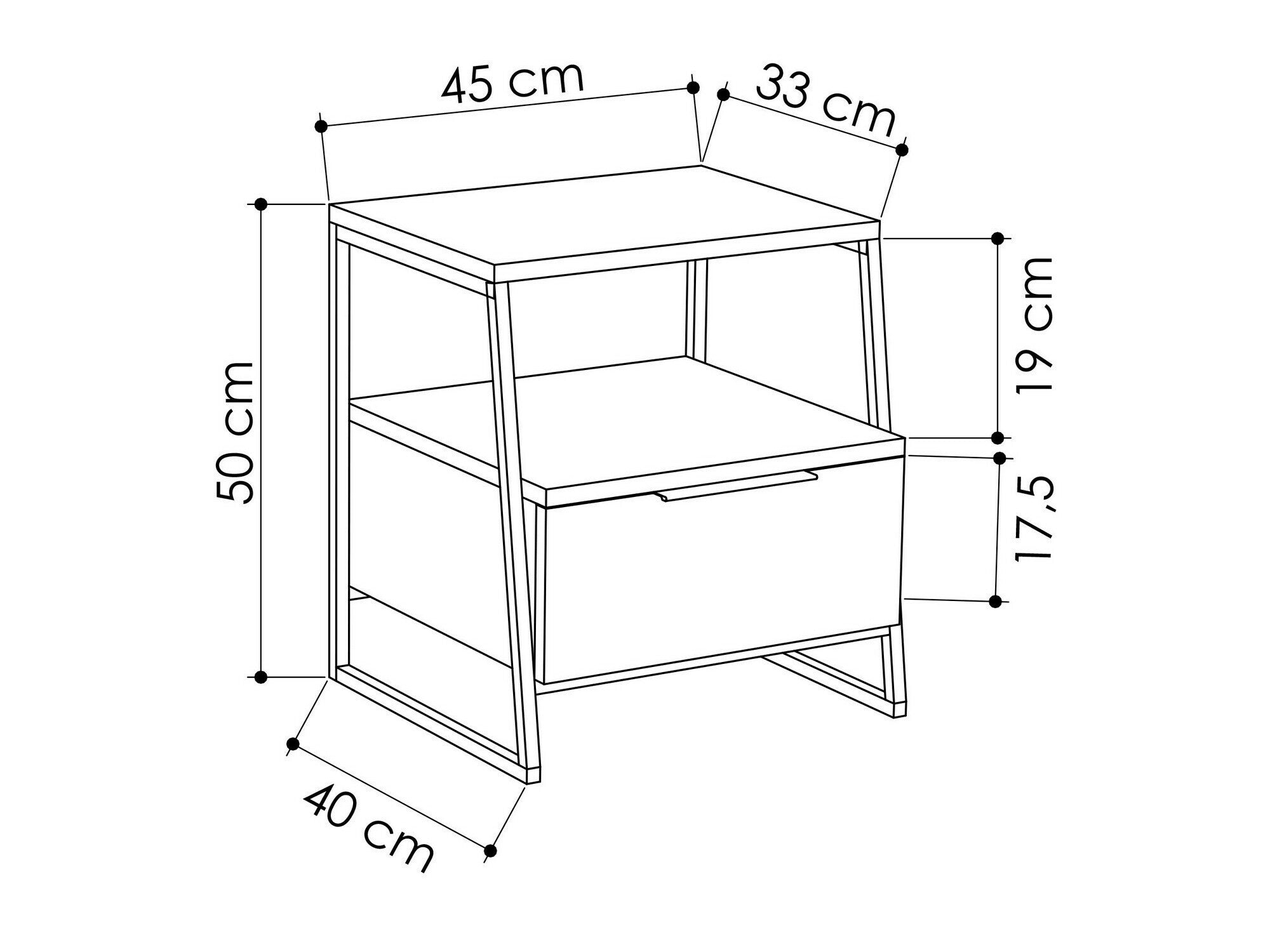 Noptieră Pal - Oak 3434463