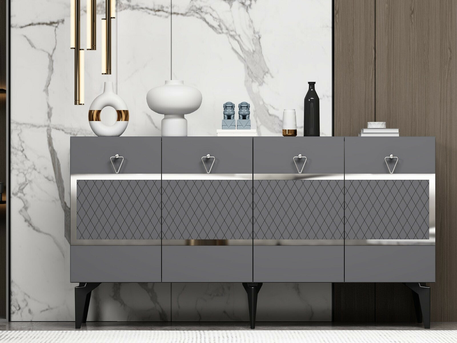 Cabinet Ipek - Anthracite, Silver Antracit + Argint