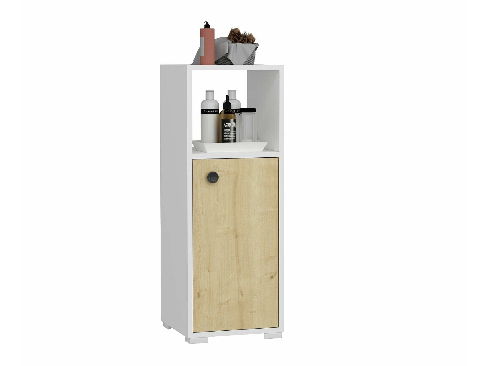 Cabinet de baie neancorat Ahu - White, Sapphire Oak Alb + Stejar