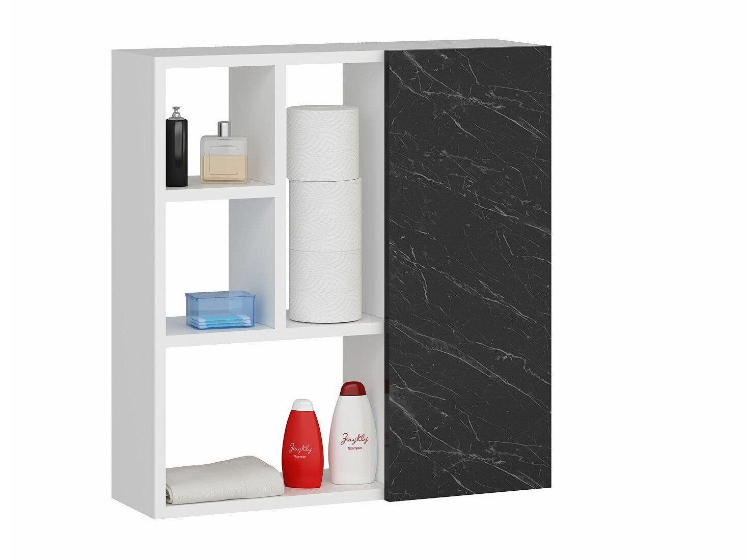 Cabinet de baie suspendat Secret - White, Black Marble Marmură neagră