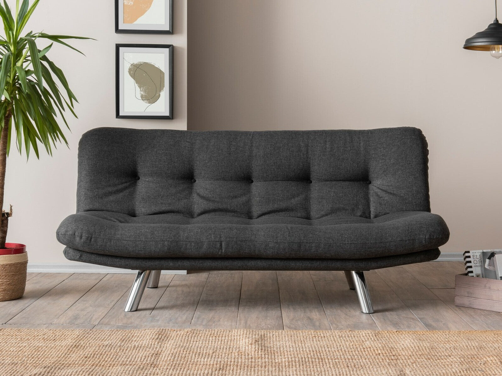 Canapea extensibilă Misa Small Sofabed - Dark Grey Gri inchis