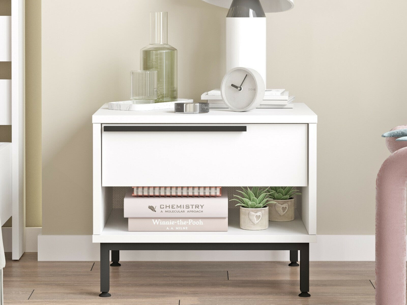 Noptieră Nightstand ON14 956LCS3492 (Locelso ON), Culoare: Alb