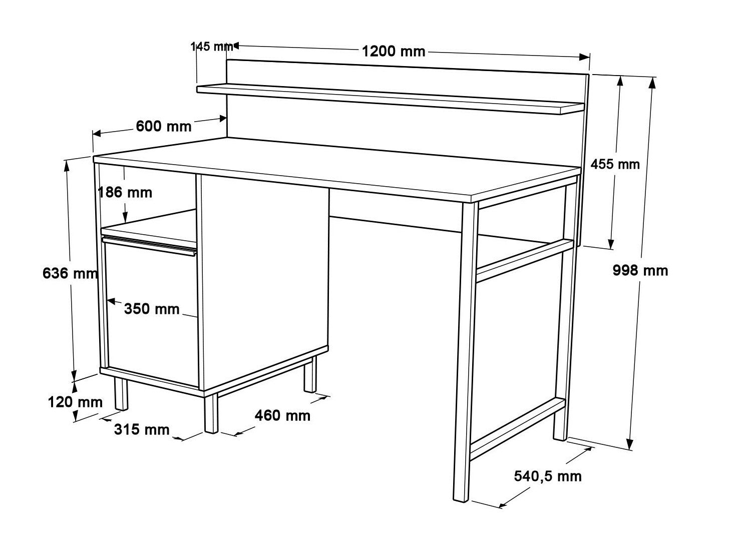 Birou Study Birou ON16 956LCS3497 (Locelso ON), Culoare: Stejar