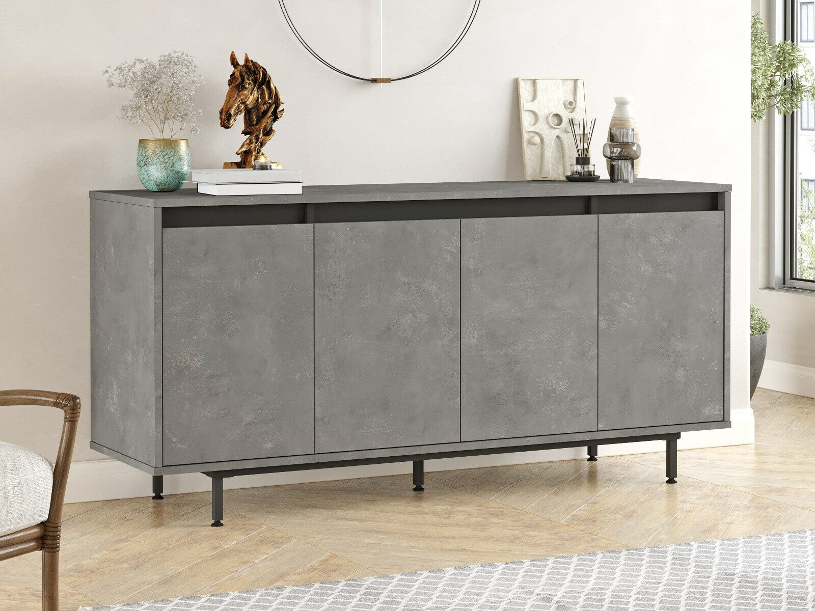 Cabinet Consolă LV30 956LCS1584 (Locelso LV), Culoare: Gri + Negru