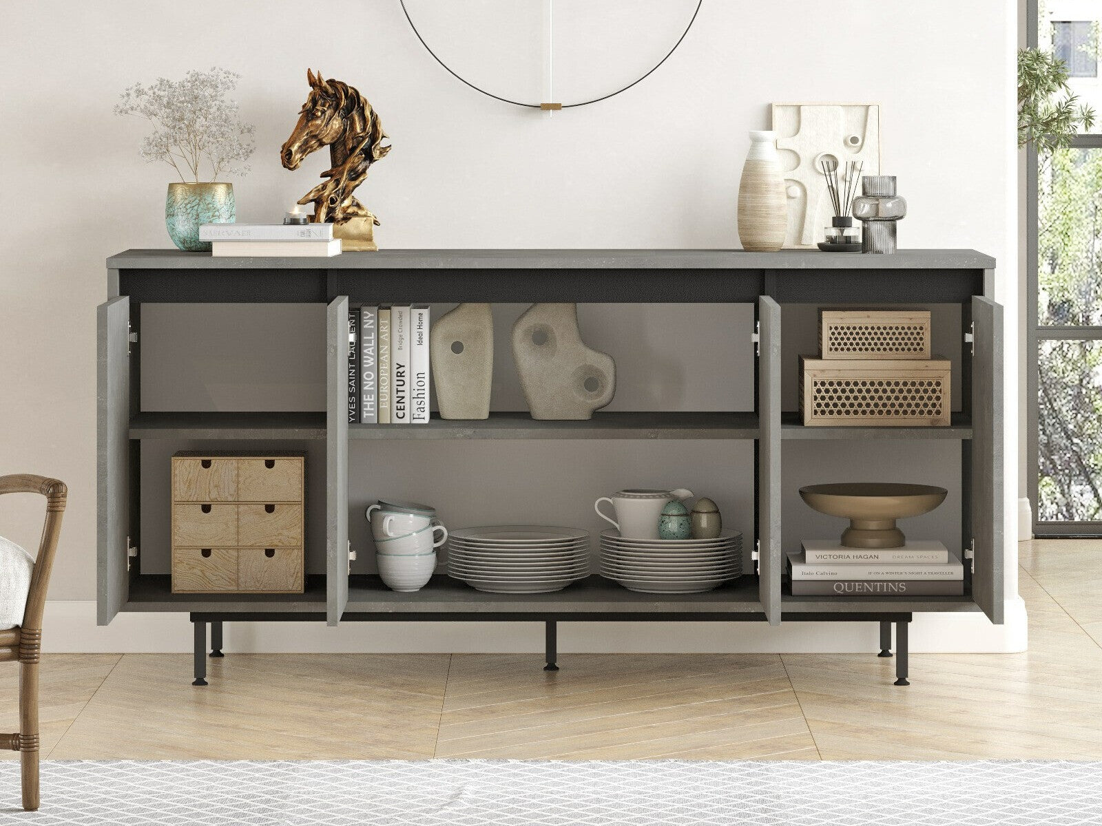 Cabinet Consolă LV30 956LCS1584 (Locelso LV), Culoare: Gri + Negru