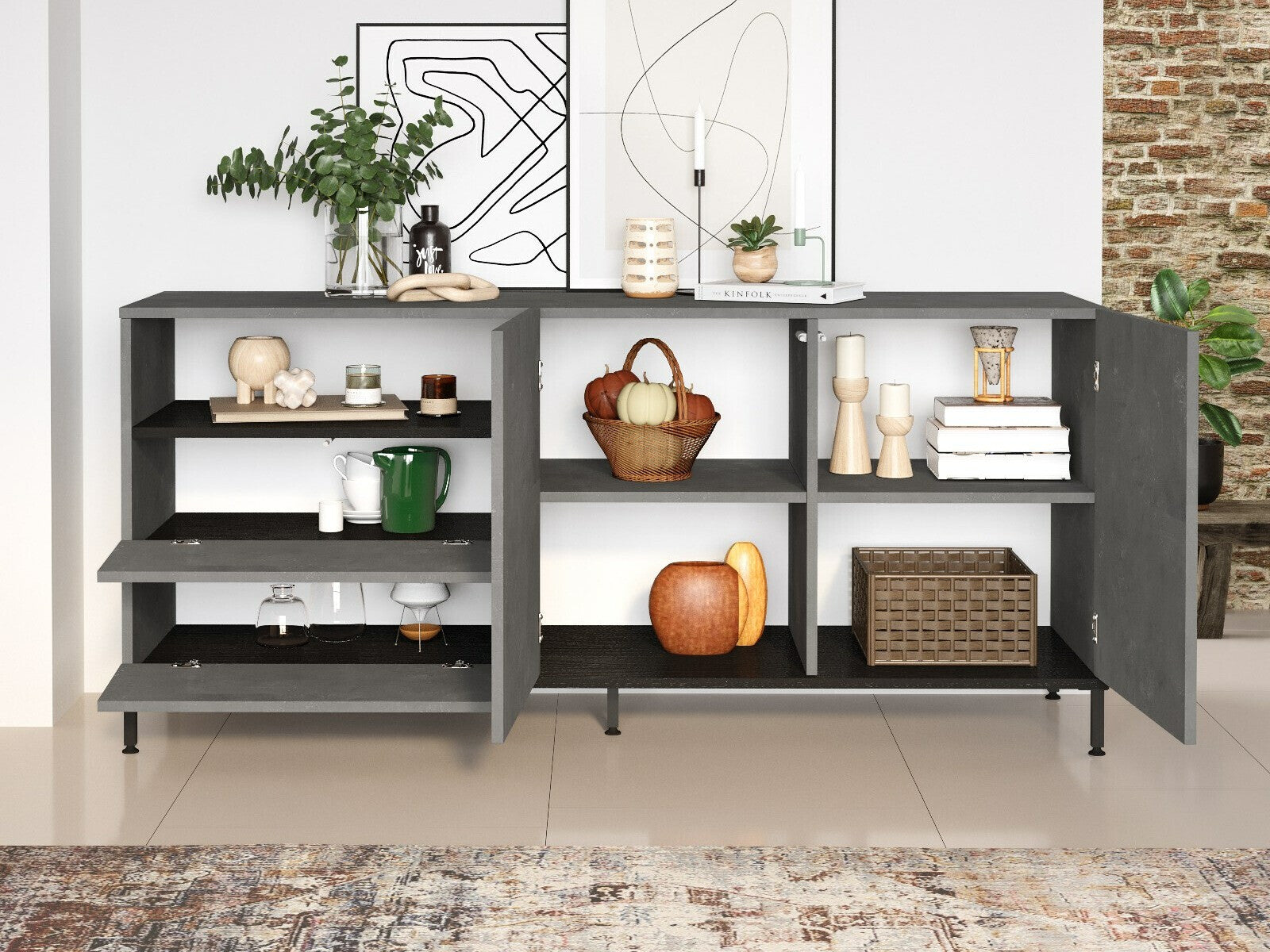 Cabinet Consolă LV32 956LCS1586 (Locelso LV), Culoare: Gri + Negru