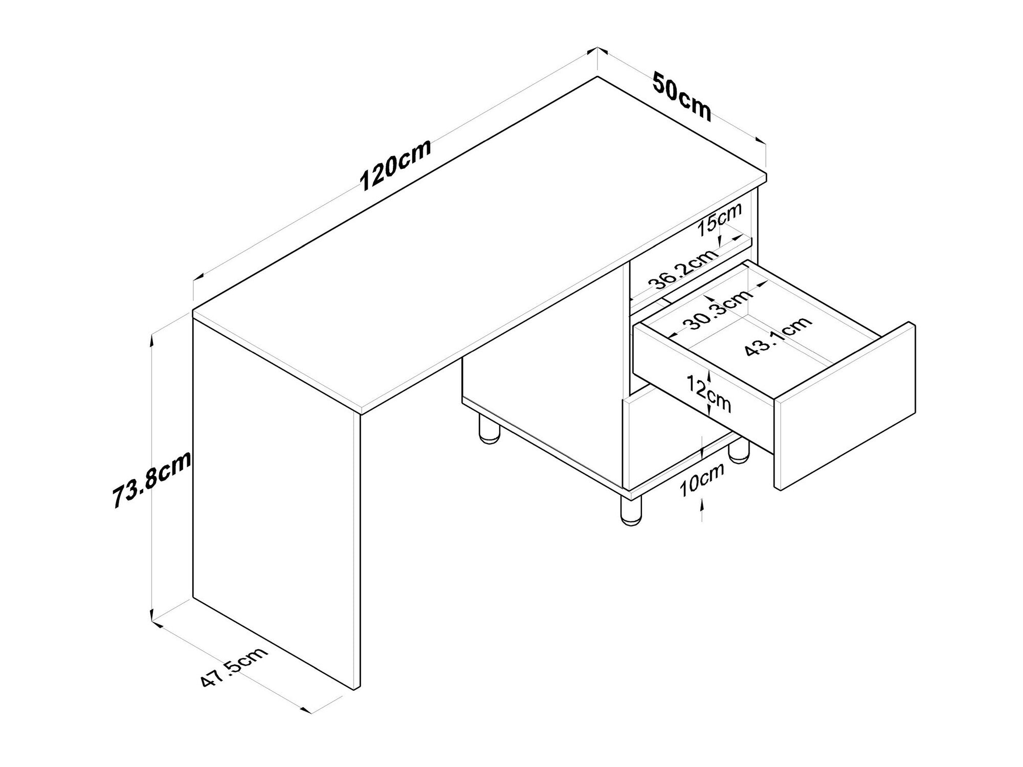 Birou Study Birou HA109 893RAN3331 (Collection Rani HA1), Culoare: Nuc + Alb