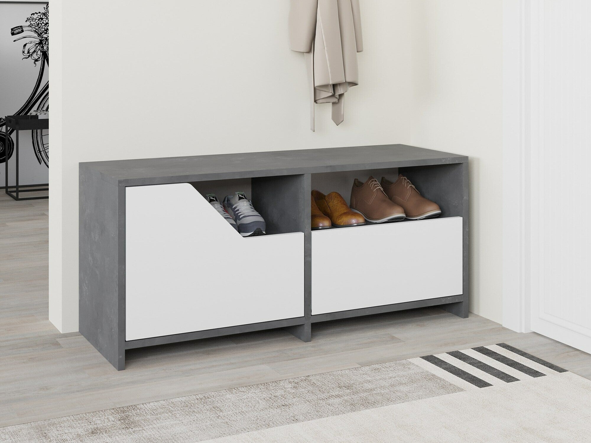 Comodă pentru pantofi Nexus Shoe Cabinet - Grey, White Alb + Gri