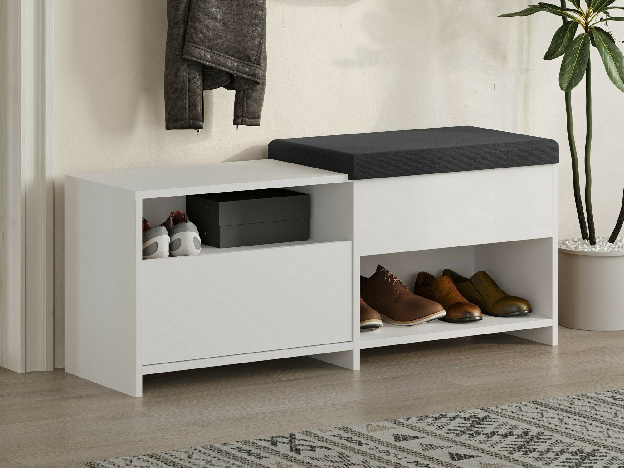 Comodă pentru pantofi Filux Bench - White Alb