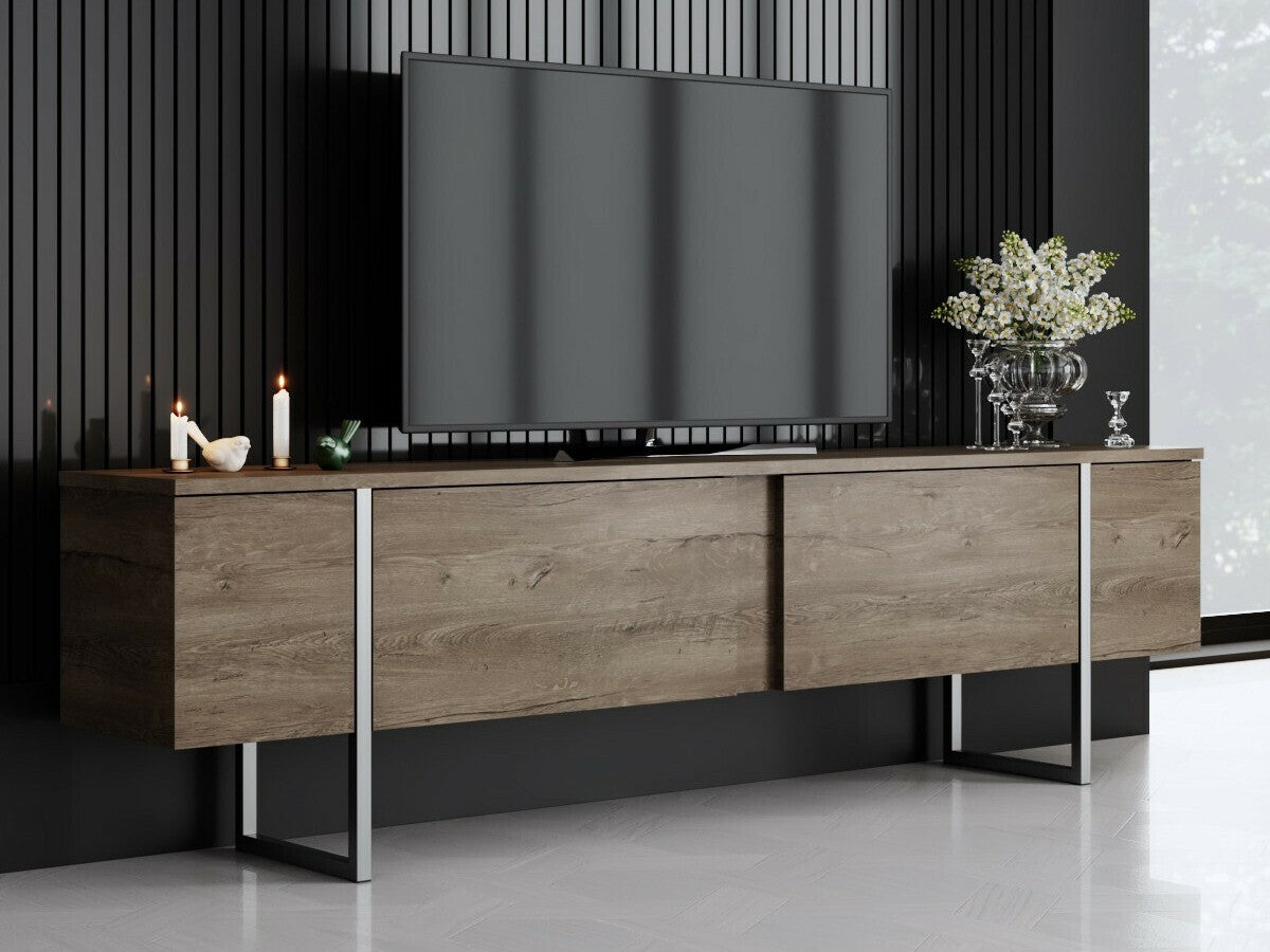 Tv masa TV Stand Luxe (Bexley) 618BLY1252, Culoare: Nuc, Culoarea picioarelor: Argint