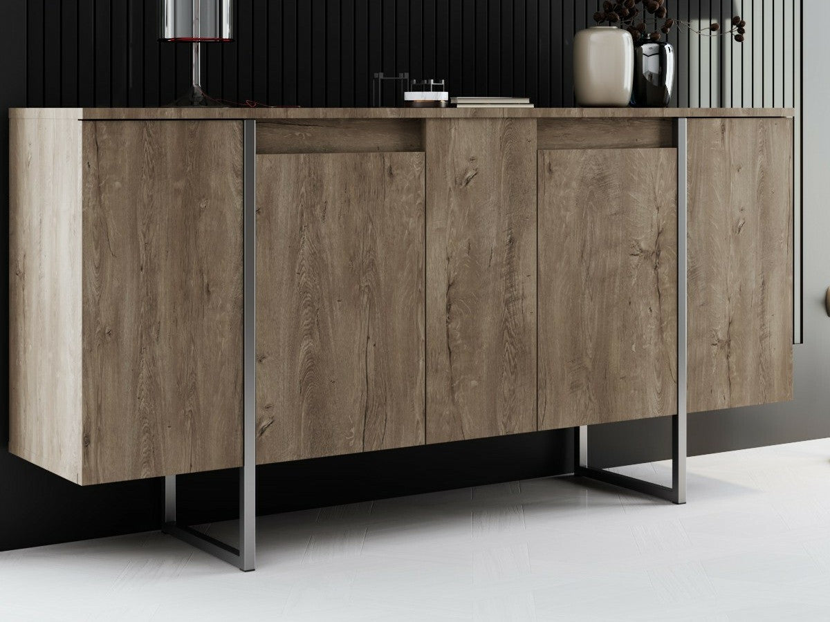 Cabinet Consolă Luxe (Bexley) 618BLY1303, Culoare: Nuc, Culoarea picioarelor: Argint