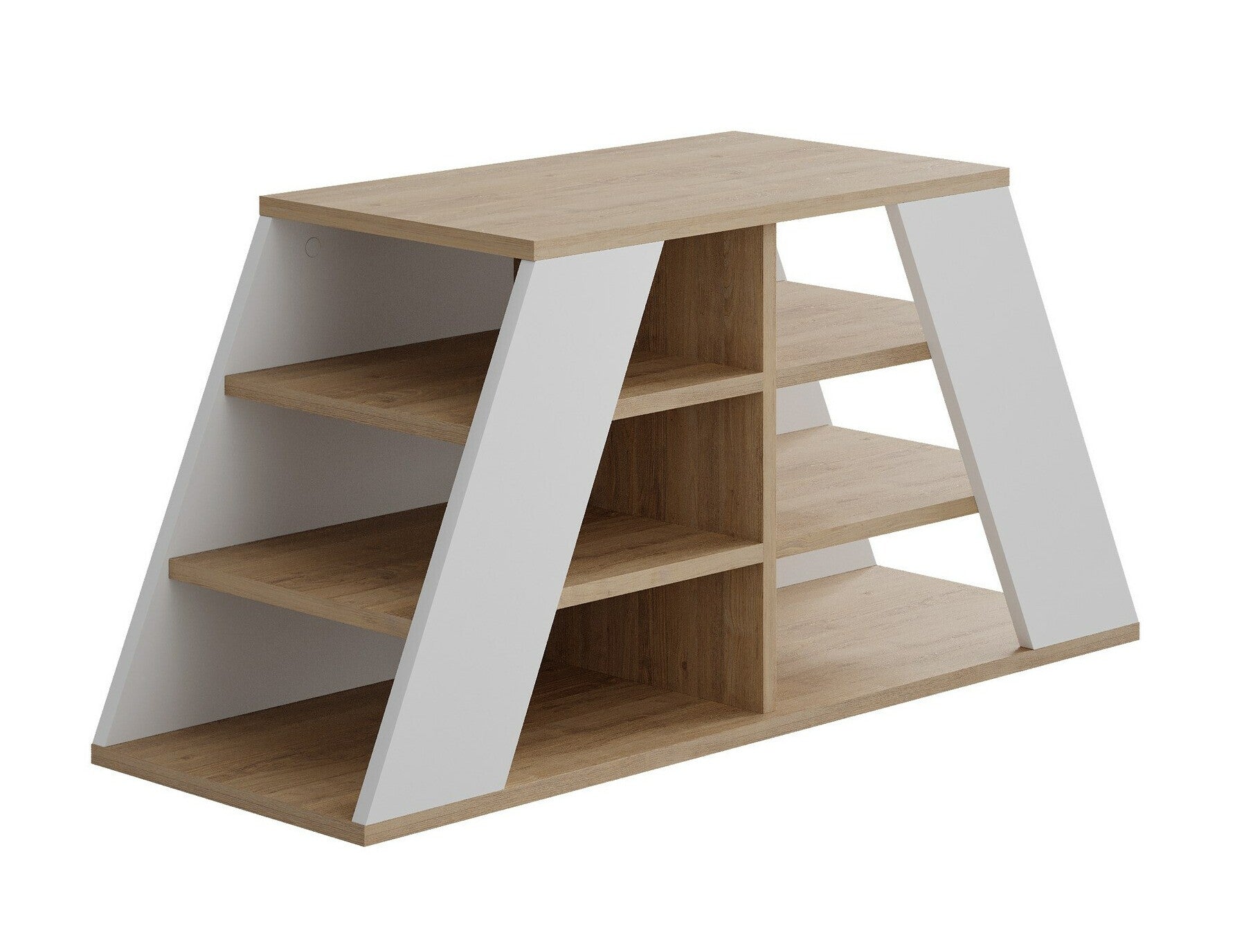 Comodă pentru pantofi Pyramid Shoe Bench - Oak, White Alb + Stejar