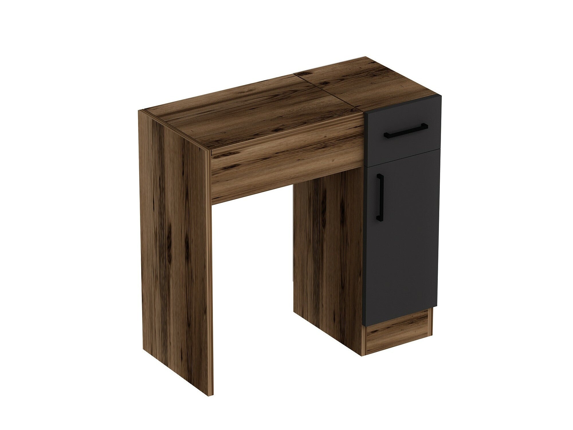 Măsuță de machiaj Inci - Light Walnut, Anthracite Antracit + Nuc