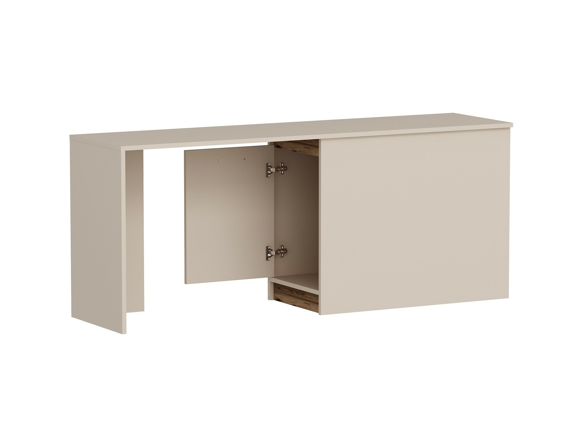 Birou Akser - Light Walnut, Beige Beige + Nuc