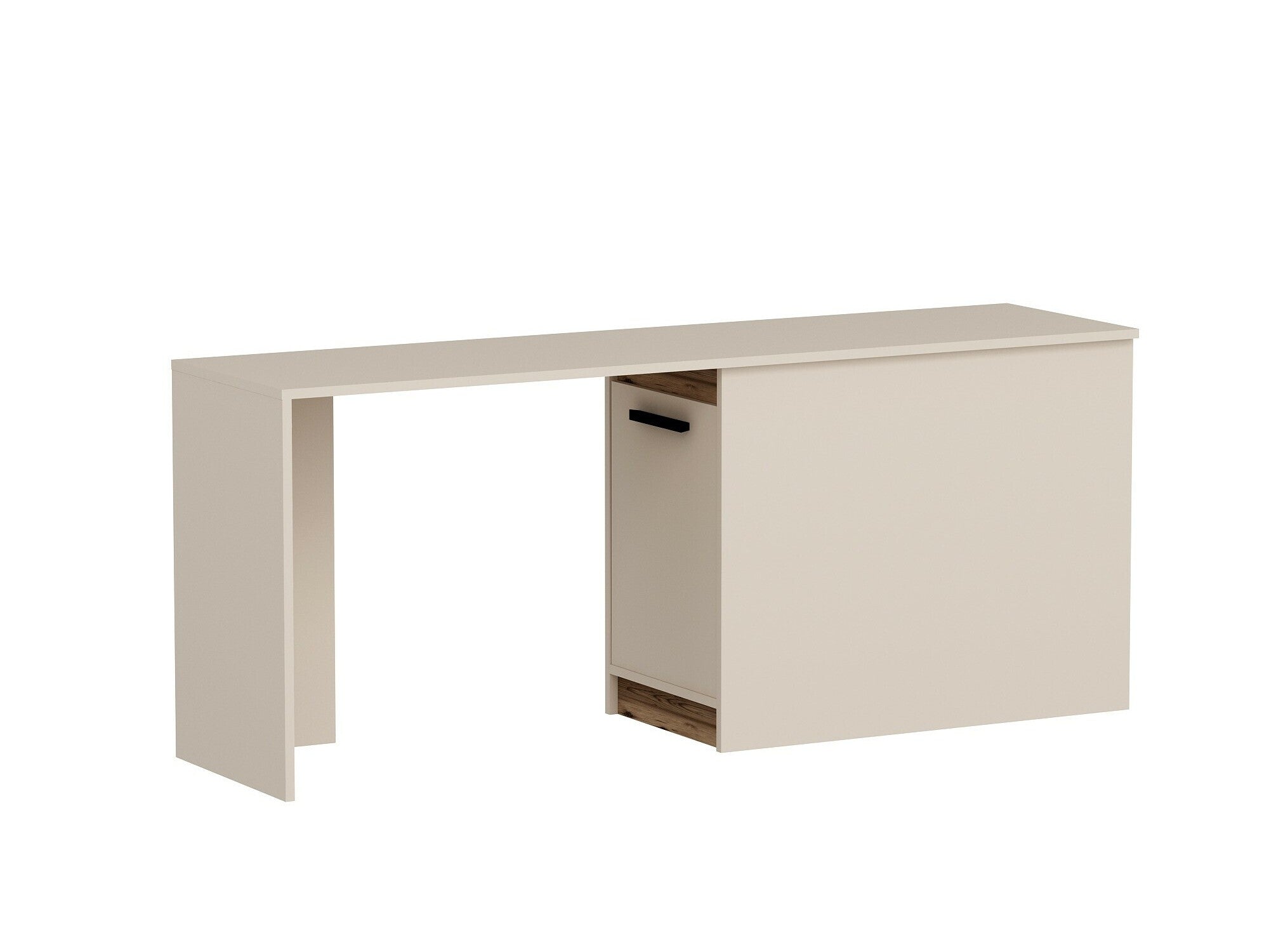 Birou Akser - Light Walnut, Beige Beige + Nuc