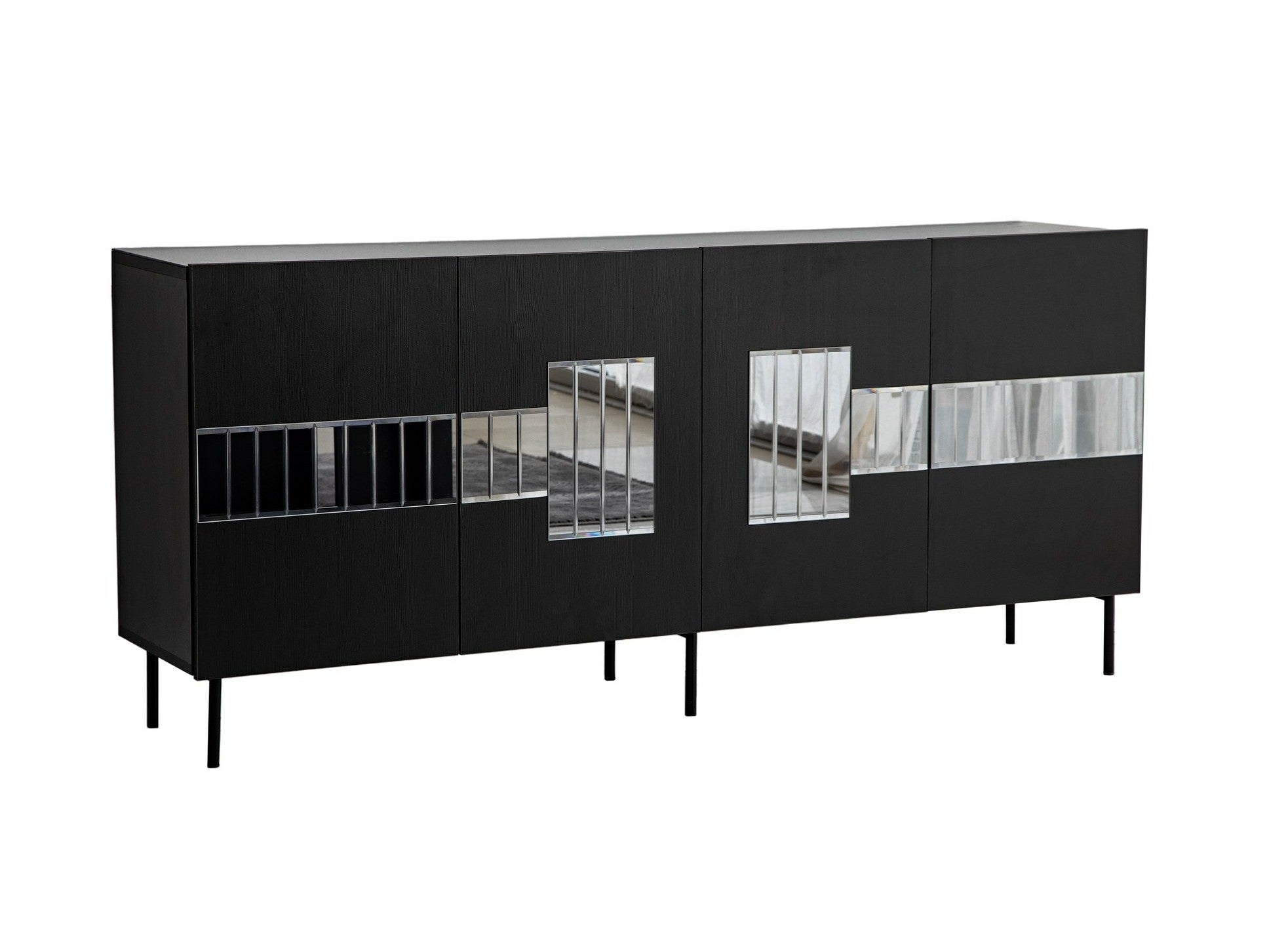 Cabinet Paris - Black, Fume Negru + argint