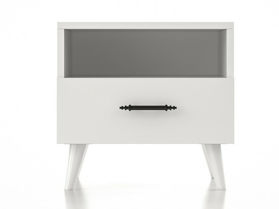 Noptieră Nightstand Lavinia 501 - Alb Alb 125GLN1130, Culoare: Alb