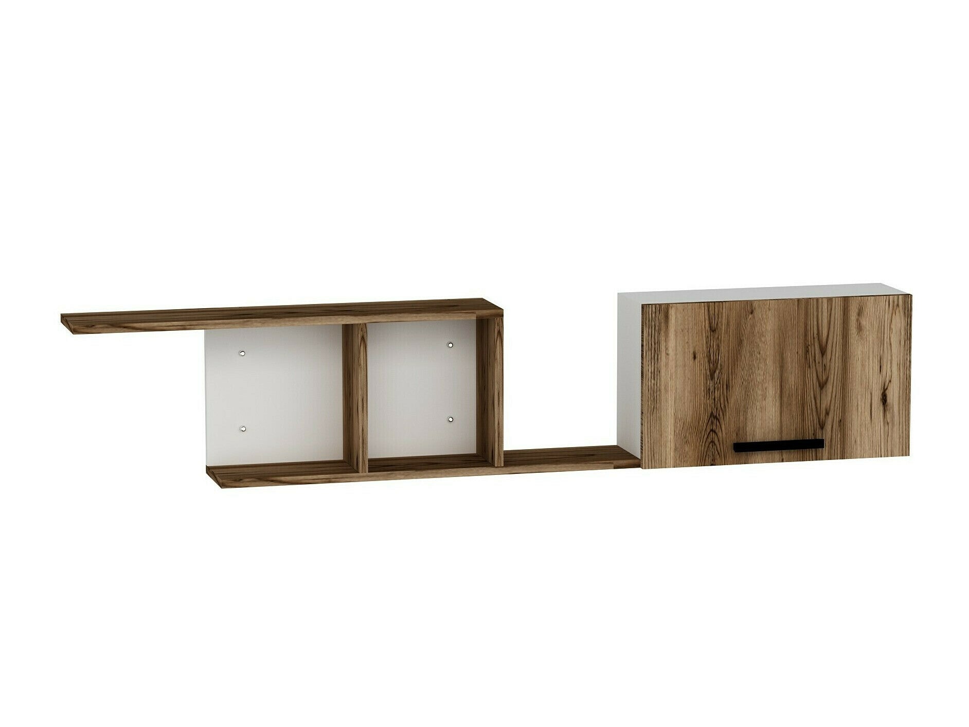 Raft de perete Newra - Light Walnut, White Alb + Nuc